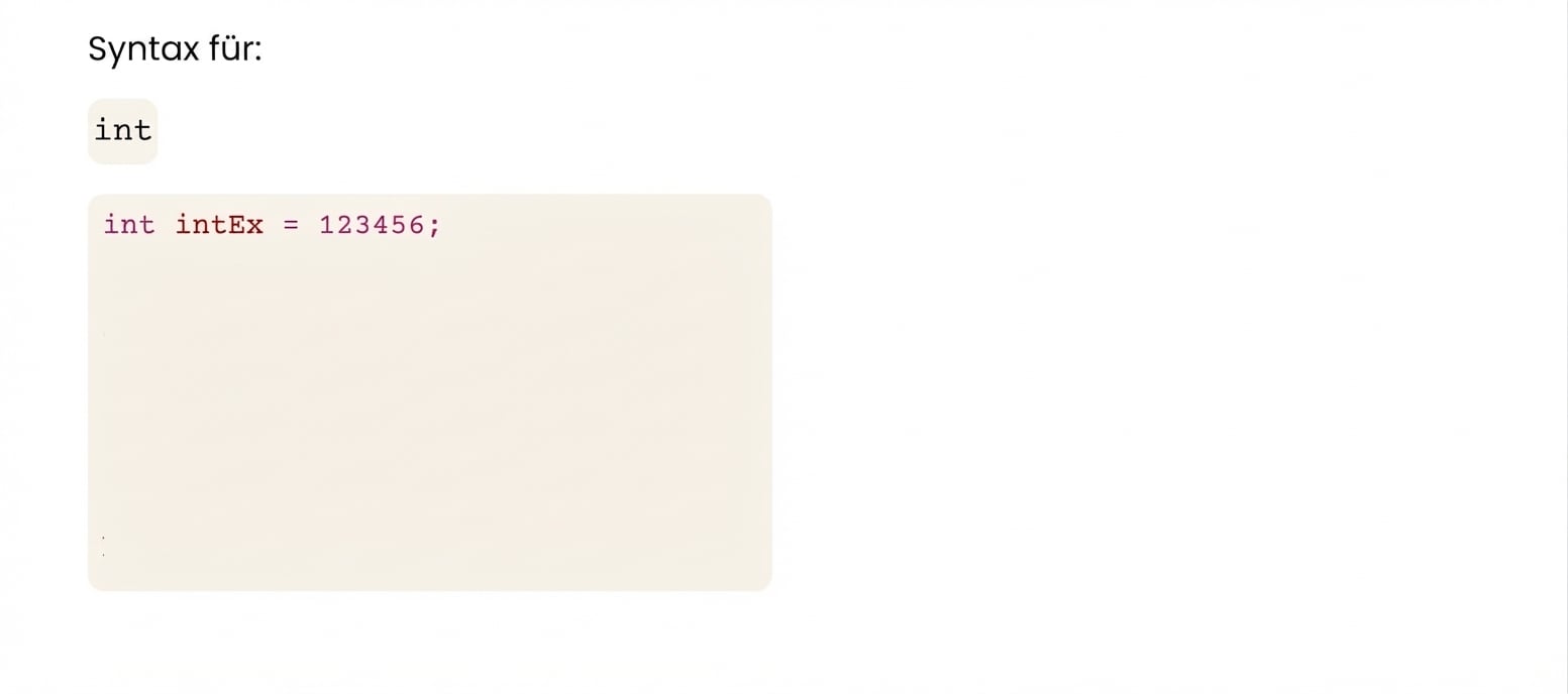 Definition von int intEx = 123456
