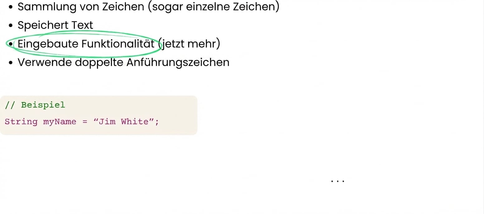 Strings haben eingebaute Funktionen, mit denen wir sie bearbeiten können
