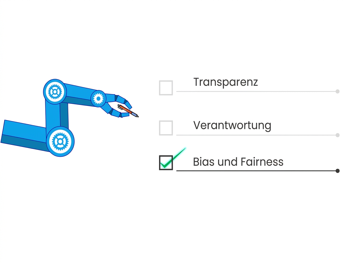 Bild eines blauen Roboterarms, der einen Stift hält