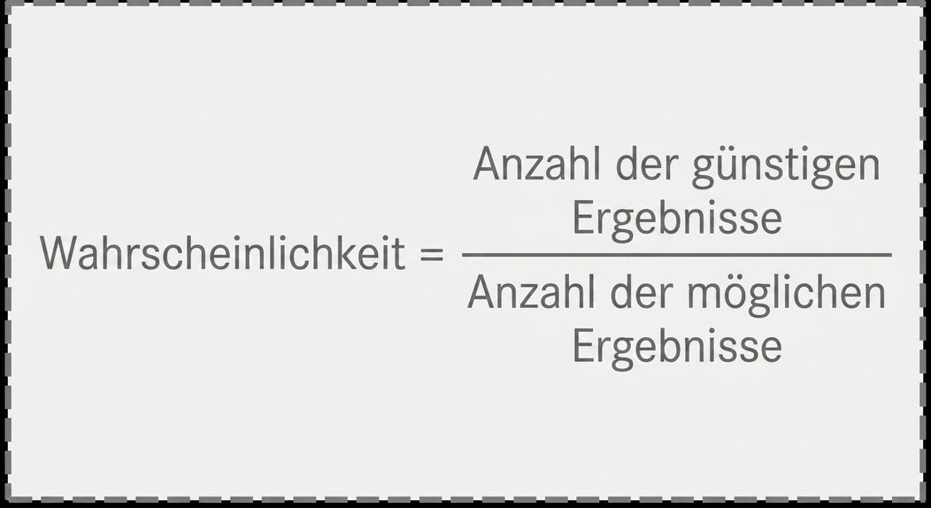 Mathematische Definition der Wahrscheinlichkeit als günstige Ergebnisse geteilt durch die Anzahl möglicher Ergebnisse