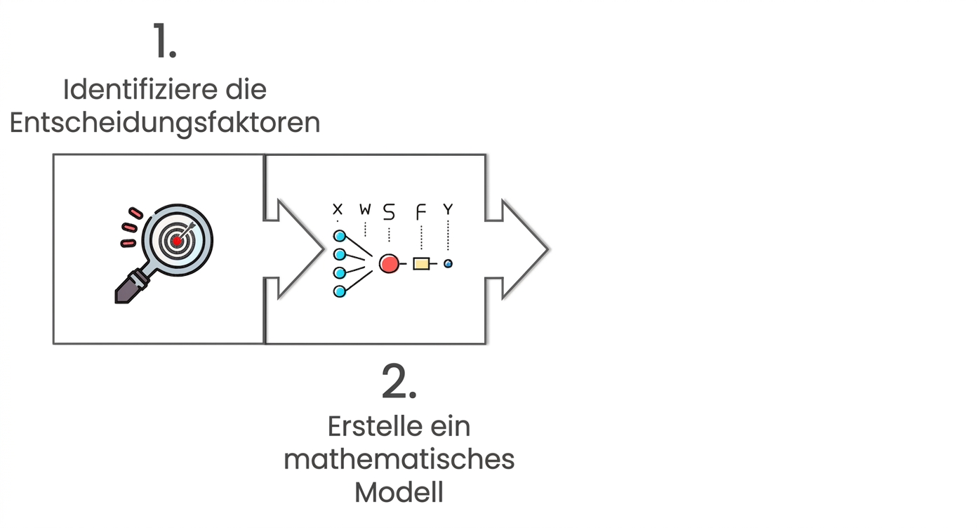 Ein Symbol eines Diagramms und die Beschriftung build a mathematical model