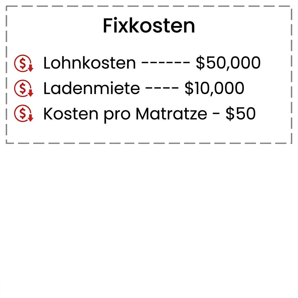 Tabelle mit den festen Variablen und ihren jeweiligen Kosten
