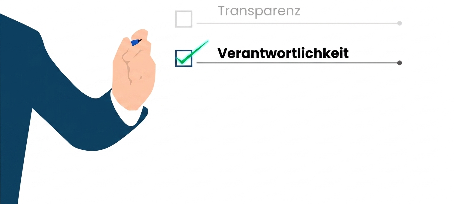 Seitenansicht einer Person im Business-Anzug mit blauem Stift, bereit, auf ein Board zu schreiben