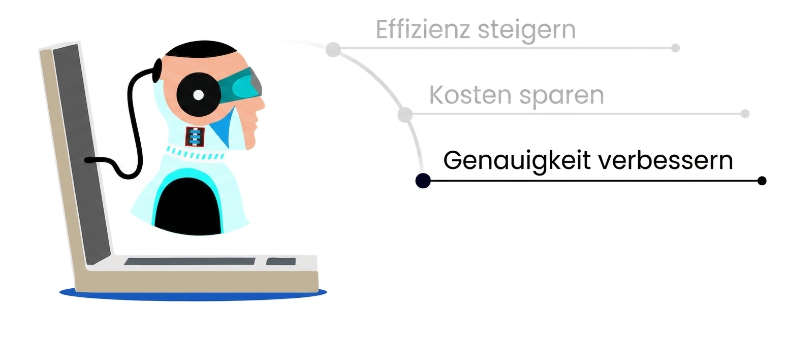 Bild eines futuristischen Roboterkopfs, der aus einem Notebook herauskommt