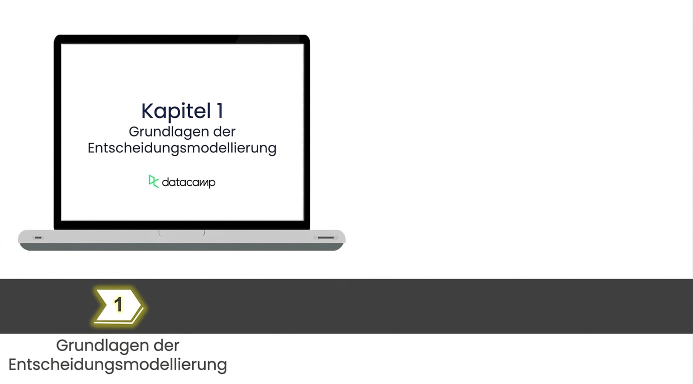 Bild eines Notizbuchs und der gelb markierten Beschriftung 1 Grundlagen des Entscheidungsmodellings