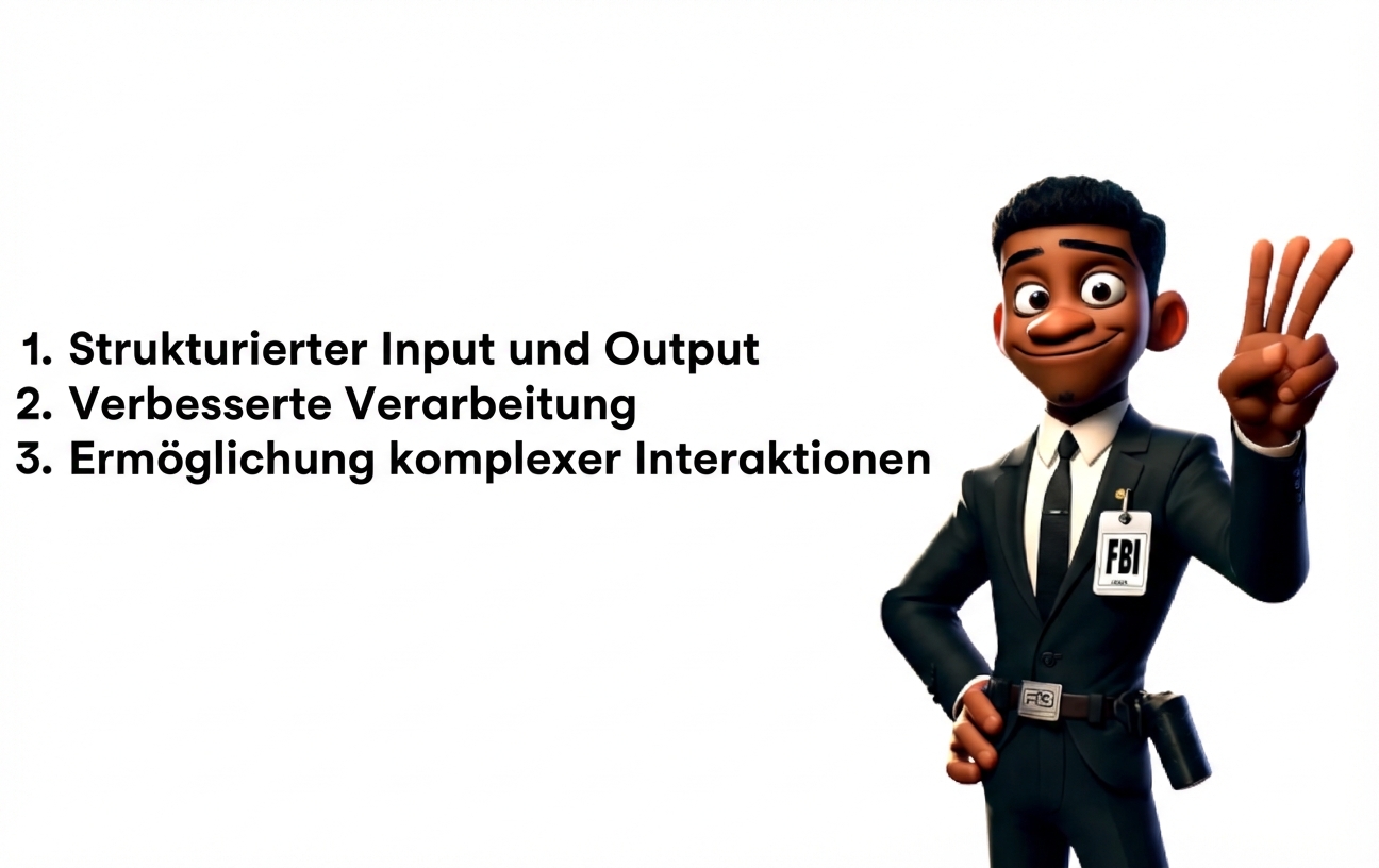 Das Bild zeigt einen Cartoon-FBI-Agenten, der drei Finger hochhält