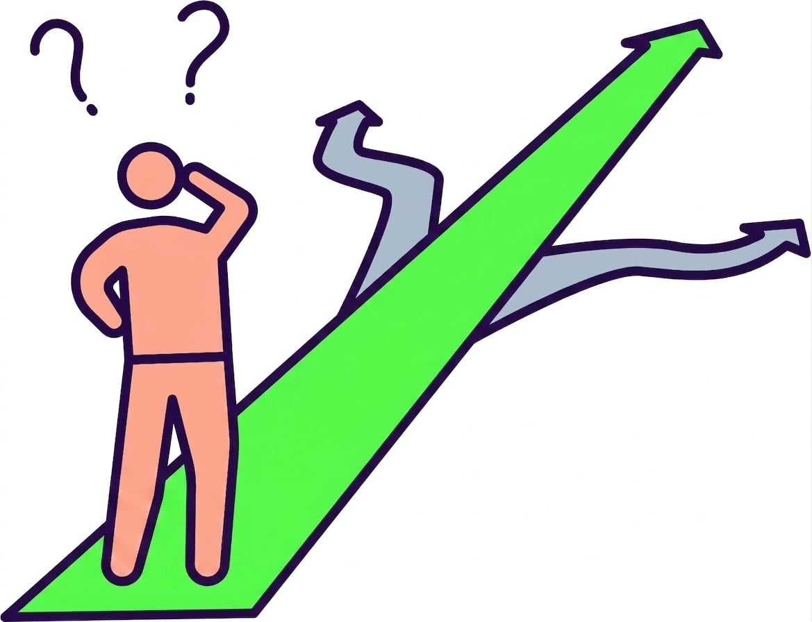 Icon of person looking at pathway with multiple options
