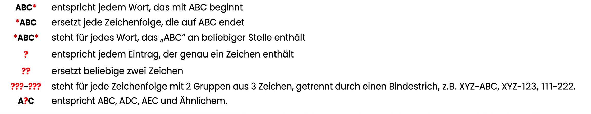 Example of several wildcards
