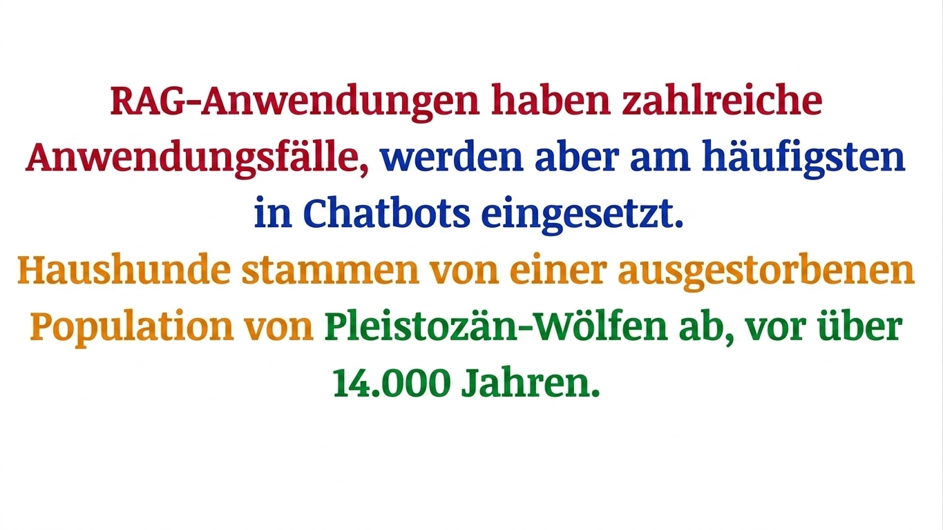 Der Absatz wurde per Zeichen oder Tokens gesplittet, wodurch Kontext verloren ging.