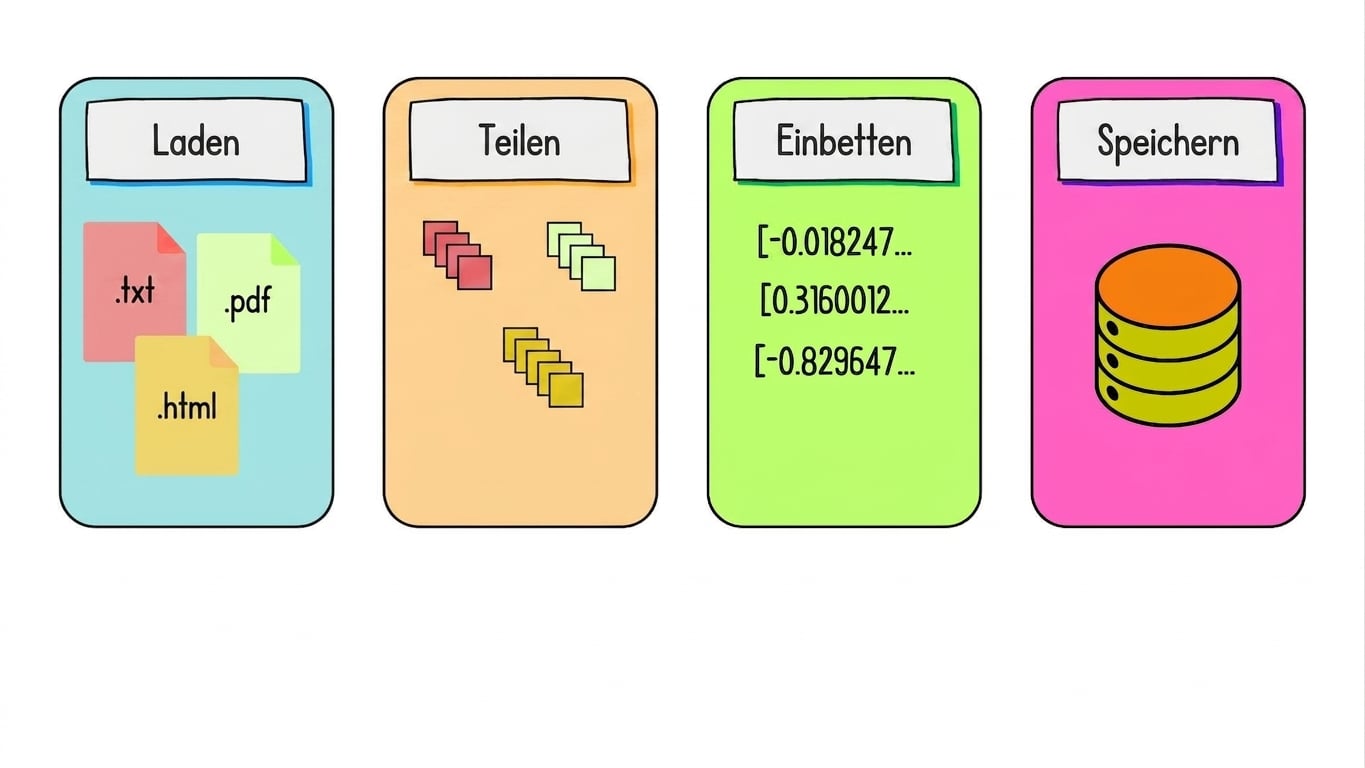 Die Schritte Einbetten und Speichern sind hervorgehoben.