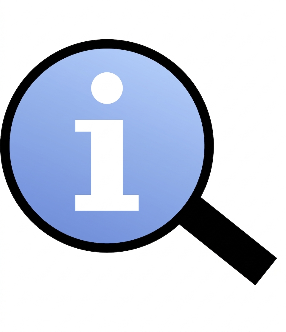 Lupe als Symbol für Informationen.