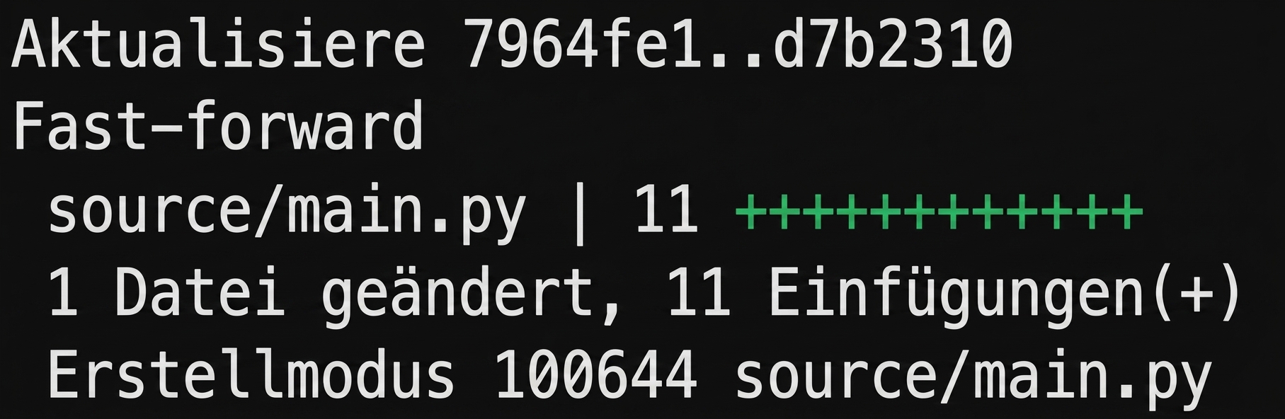 Ausgabe des git merge-Befehls