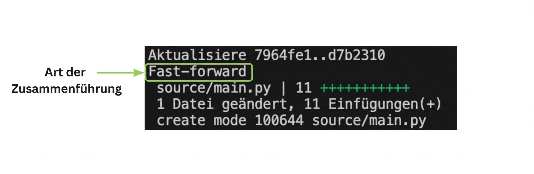 git_merge_output mit einer Hervorhebung des Merge-Typs