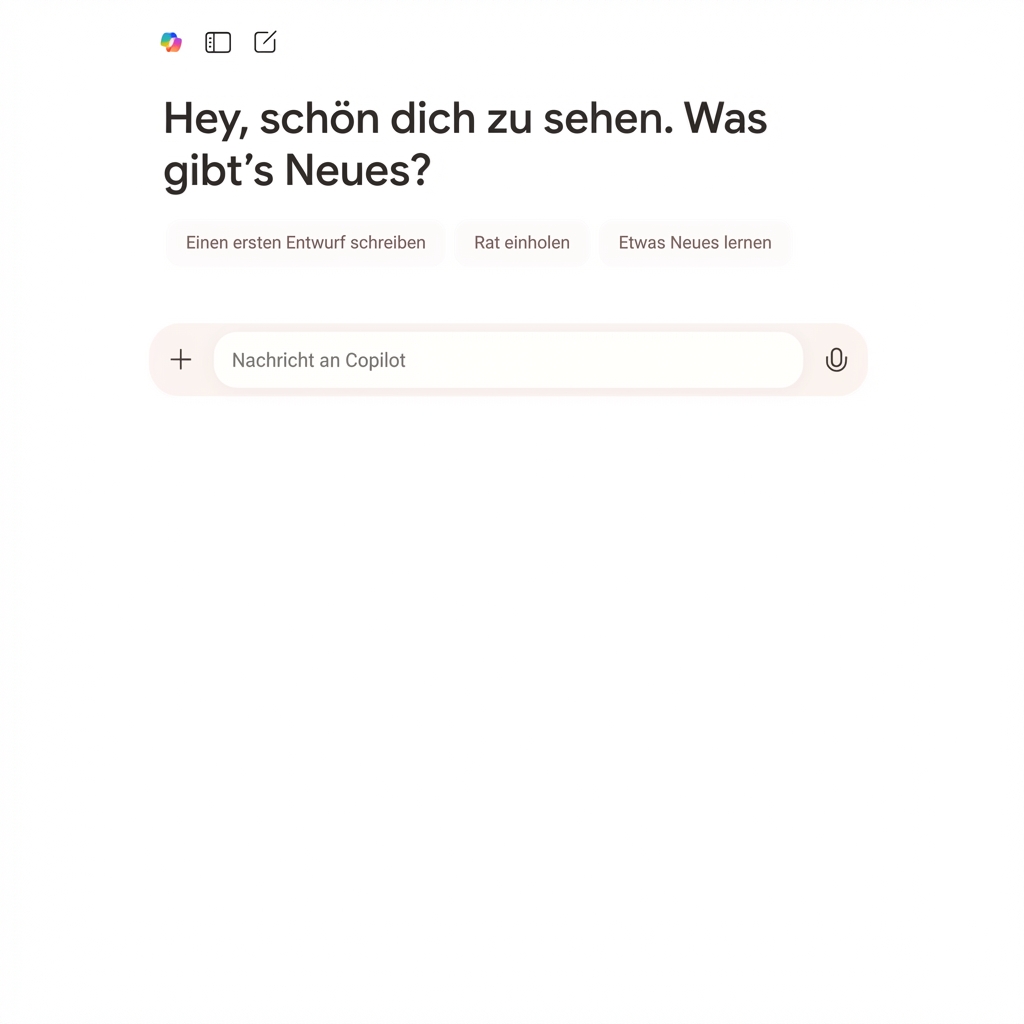 Copilot-Chat mit einer Begrüßungsnachricht