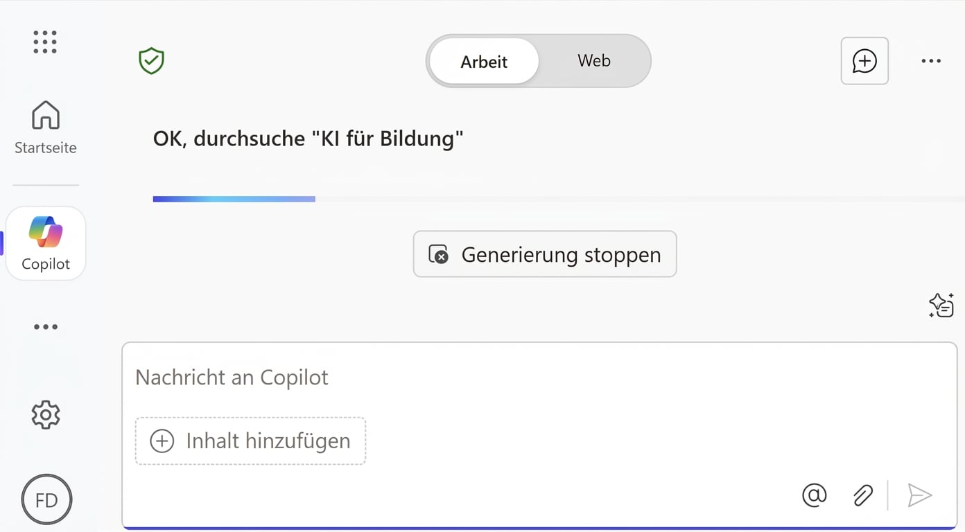 Copilot erstellt die Antwort
