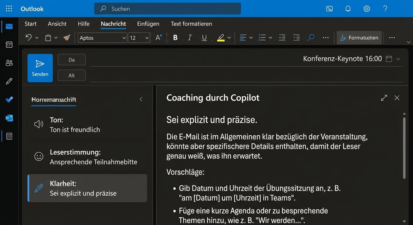 Antwort von Copilot mit Tipps zur besseren Verständlickeit