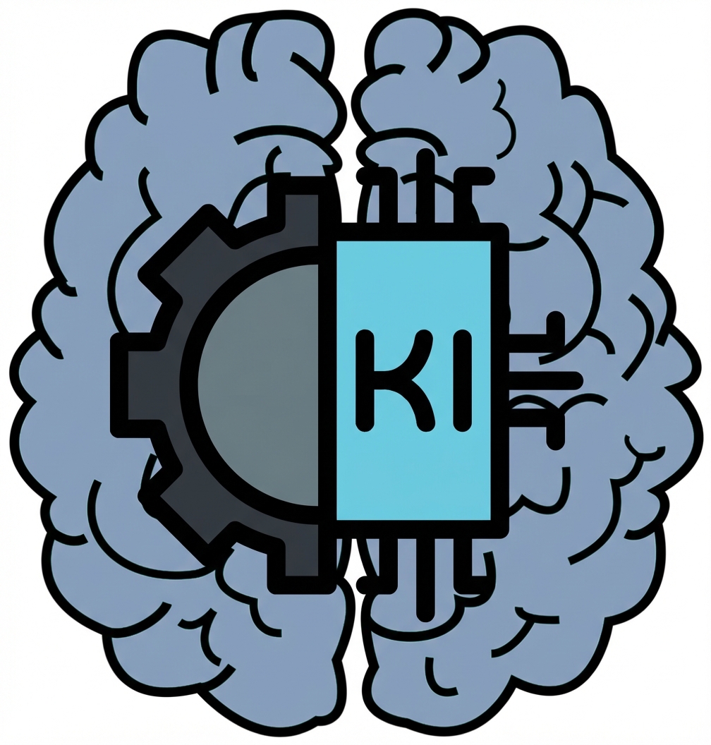Kombinierte Illustration eines menschlichen Gehirns und künstlicher Intelligenz