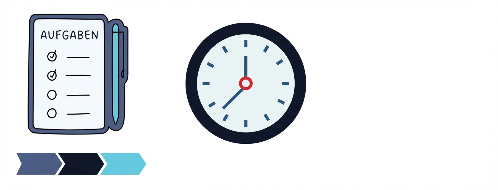 Eine To-do-Liste und eine Uhr