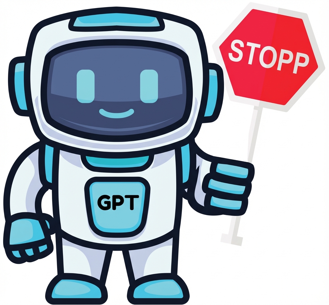 GPT-Roboter mit einem Stoppschild