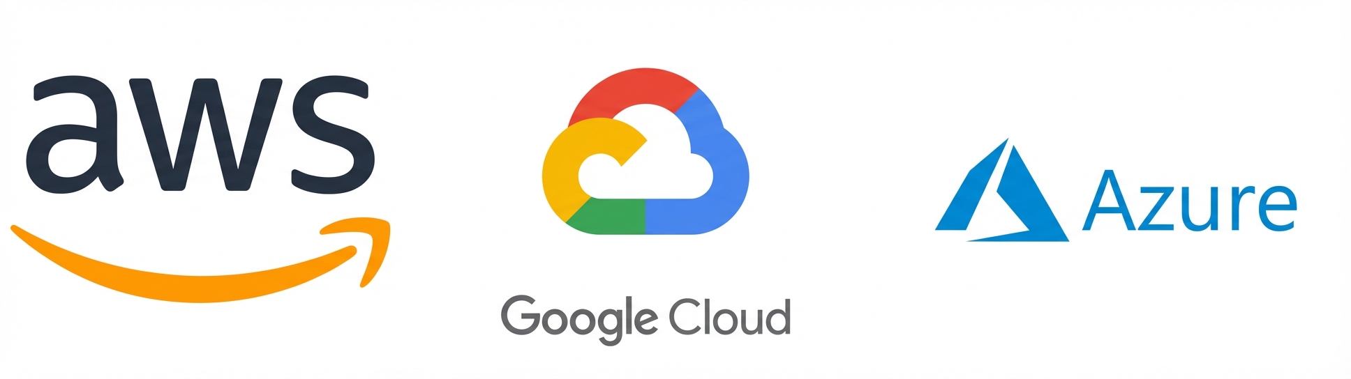 Logos der Cloud-Anbieter AWS, GCP und Azure