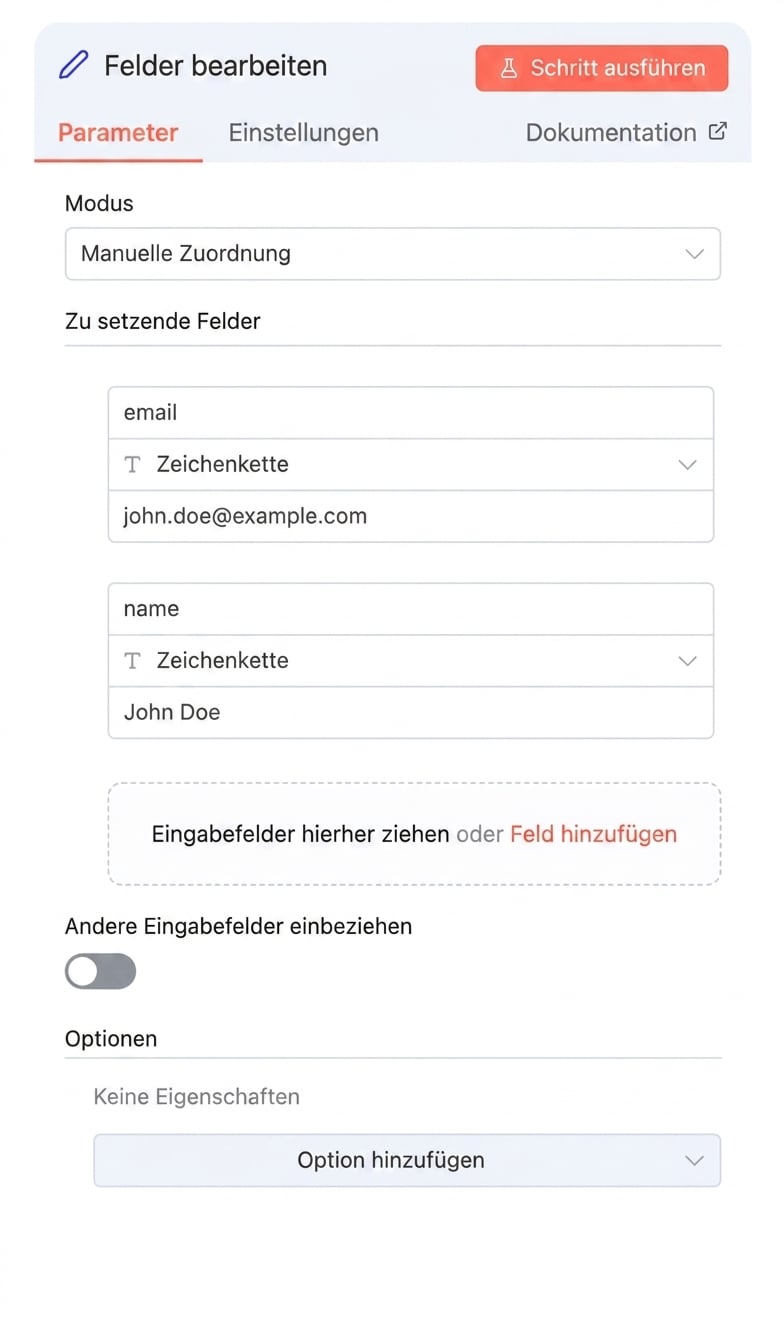 Felder bearbeiten Node