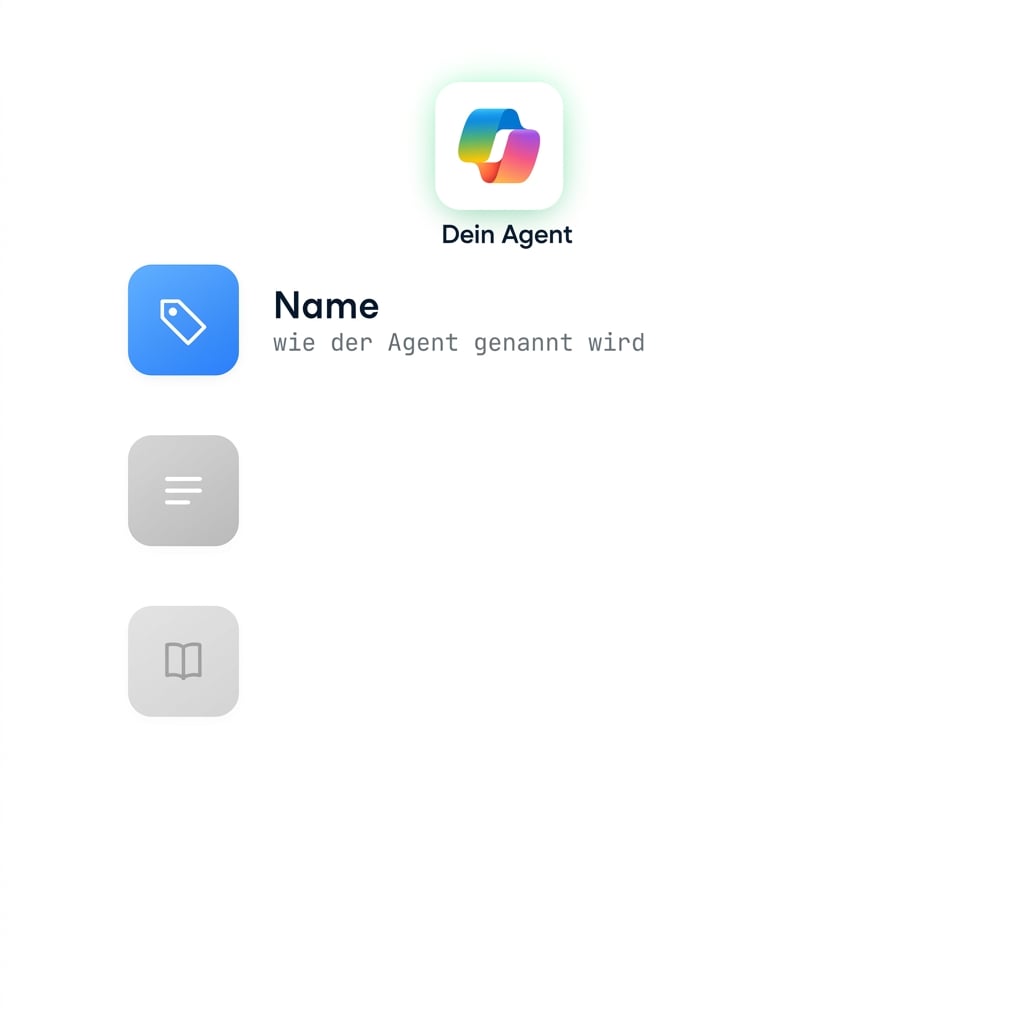 Ein Agent wird definiert, mit dem Feld Name zuerst; Instructions und Knowledge source folgen