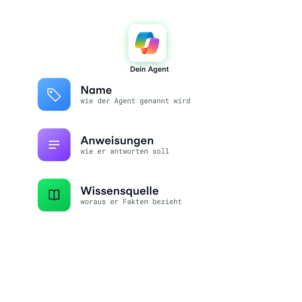 Die vollständige Agent-Definition mit Name, Instructions und Knowledge source