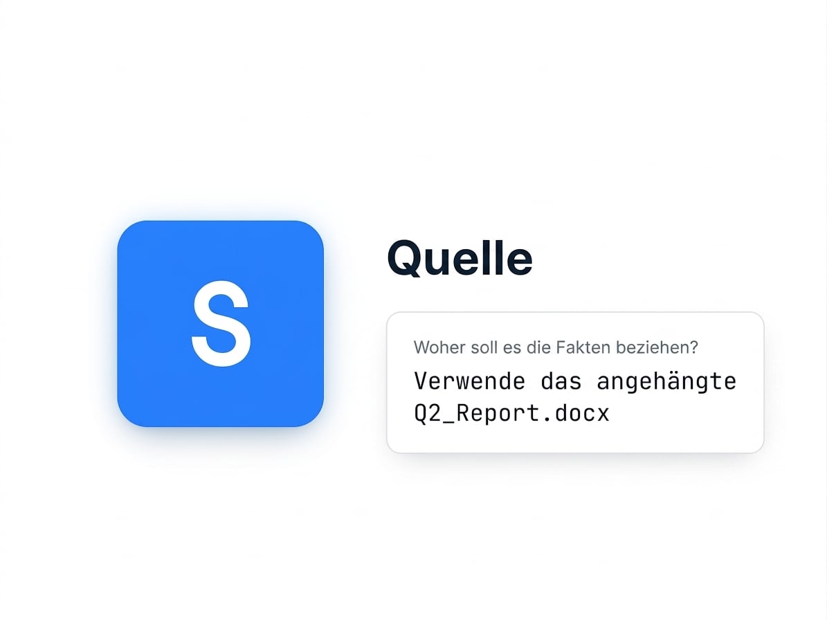 Die „Source"-Kachel des GCSE-Frameworks mit einem kurzen Beispiel-Prompt