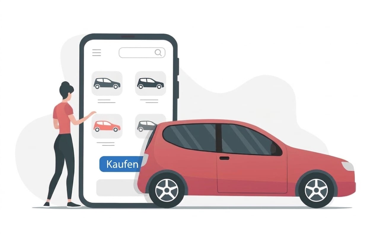 Jemand, der mit einer Schnittstelle interagiert, um Autos zu bestellen.