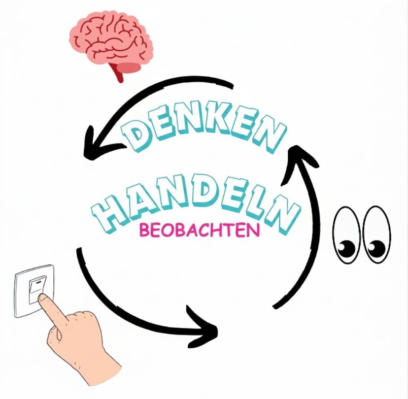 Ein Kreislauf aus Denken, Handeln und Beobachten.