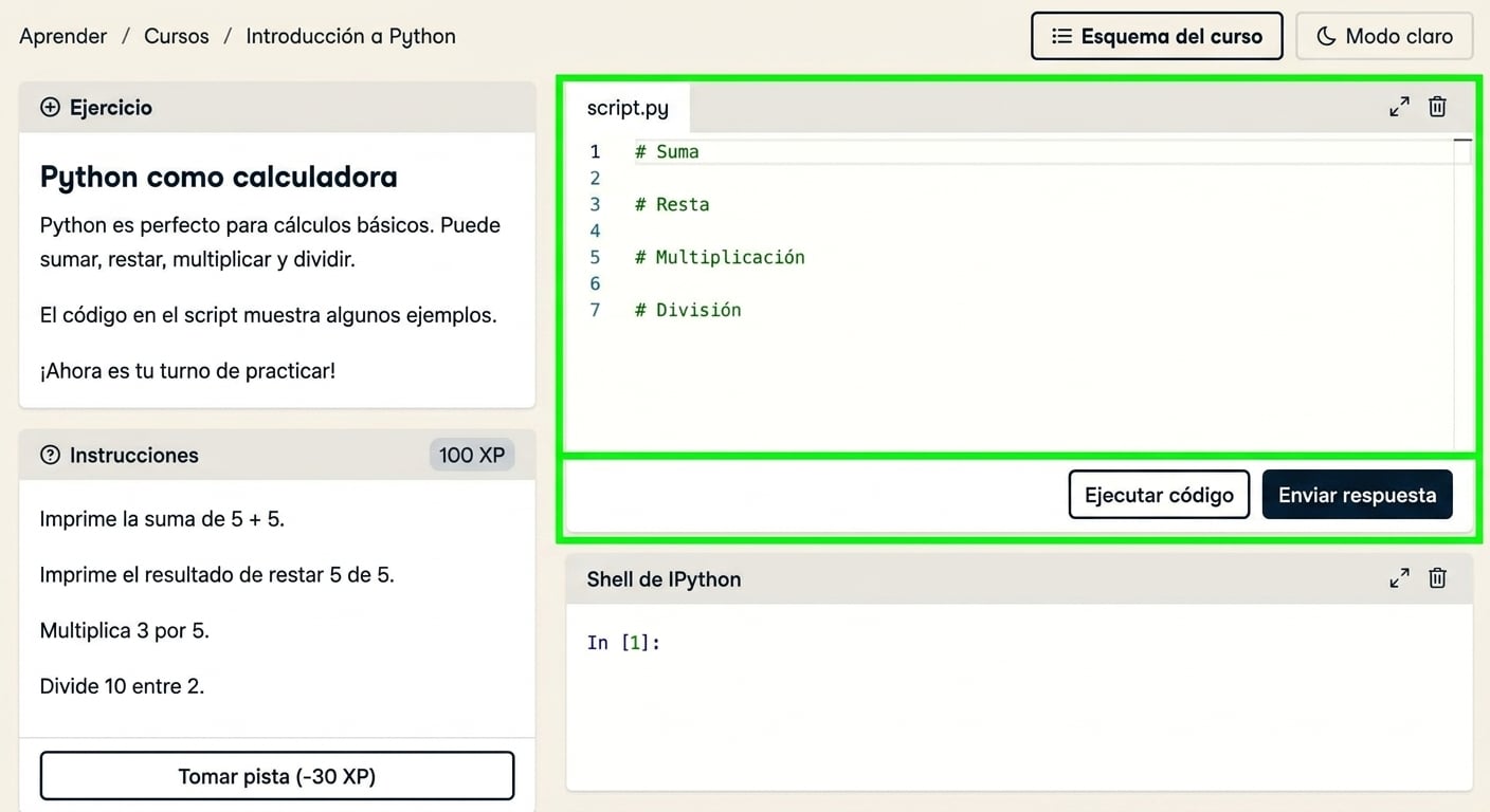 Script de Python en DataCamp