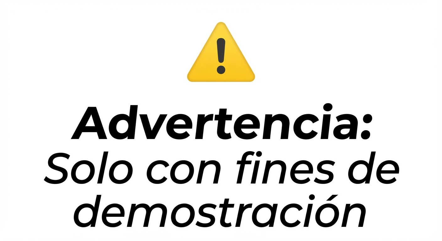 alt=”Señal de advertencia con el texto Advertencia: solo para fines de demostración”
