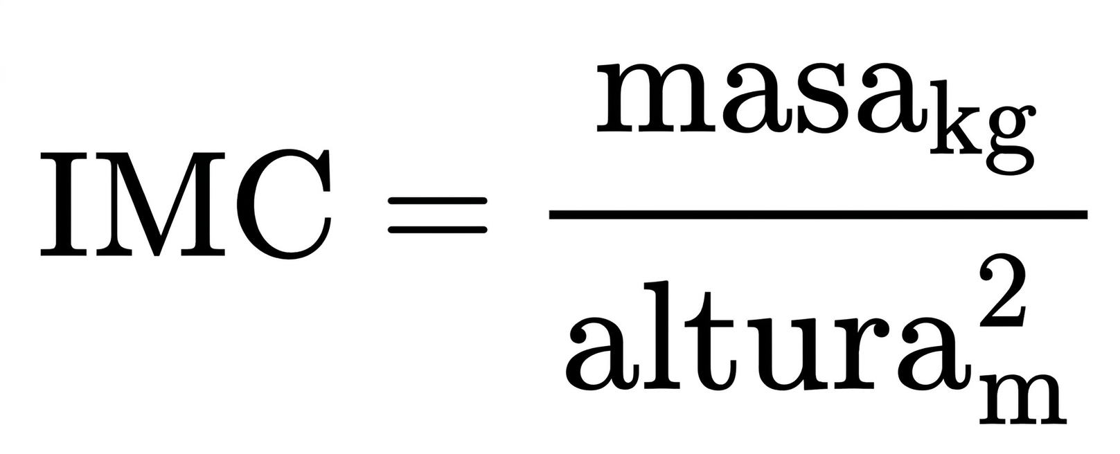 BMI = masa(kg) / altura(m)^2