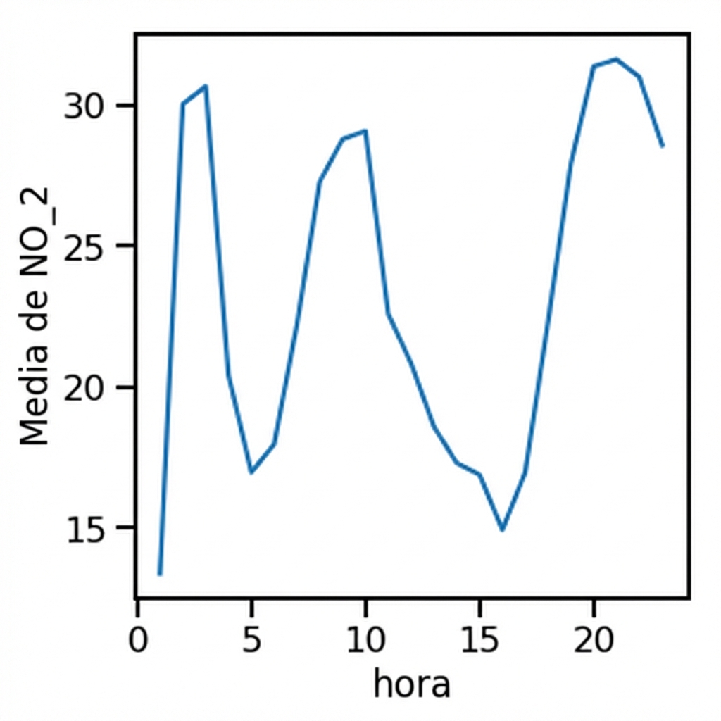 Gráfico de líneas del promedio de dióxido de nitrógeno a lo largo del tiempo