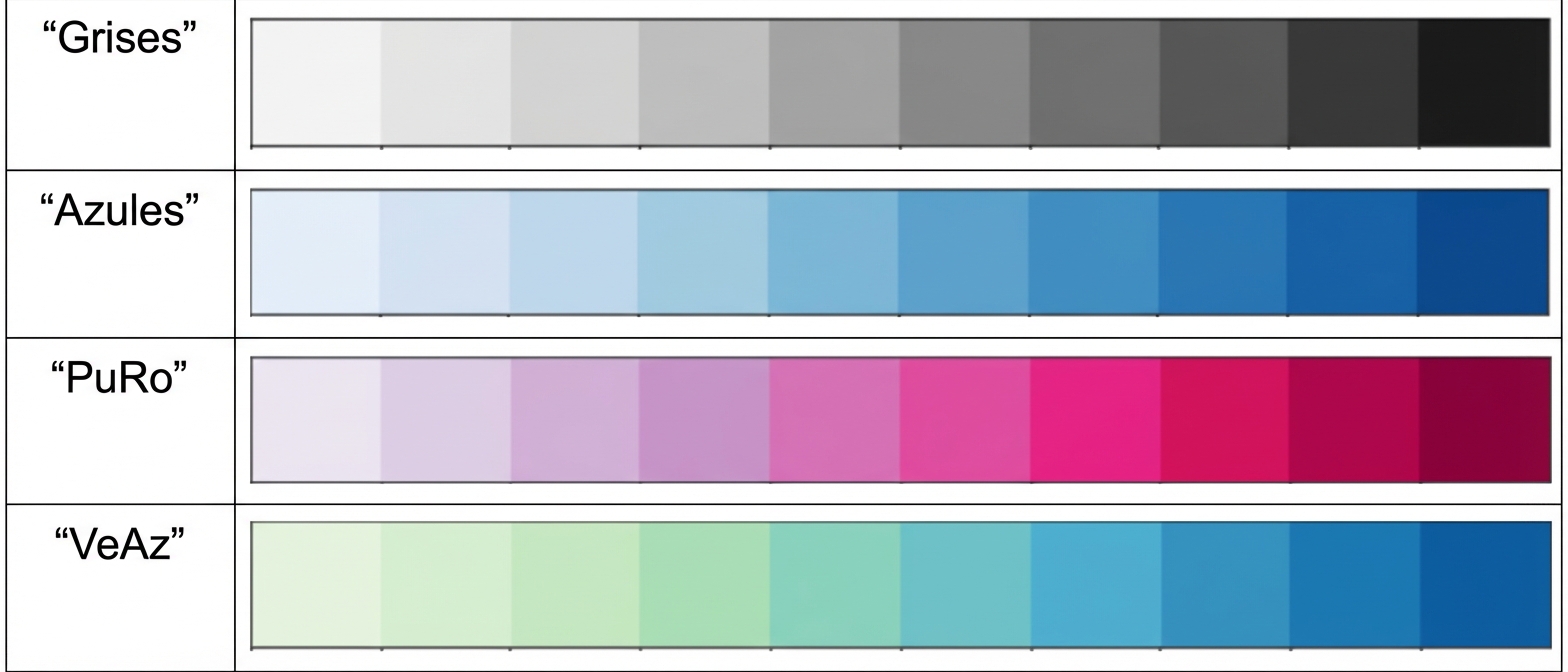 Cuatro ejemplos de paletas secuenciales