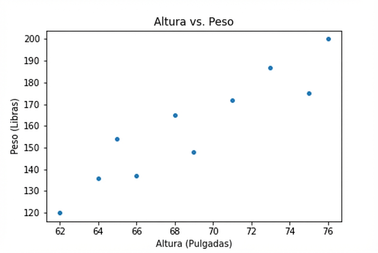 Gráfico de dispersión de altura frente a peso