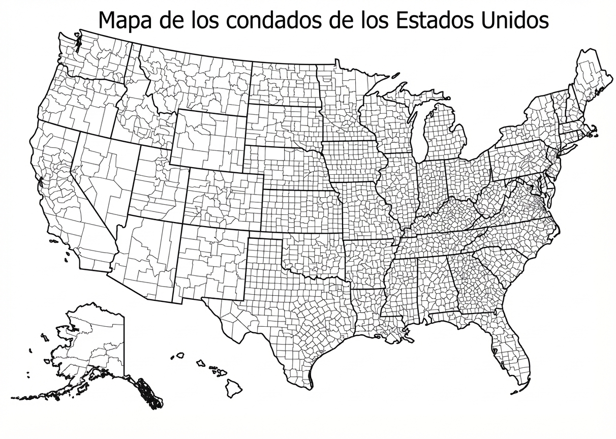 Mapa de condados de Estados Unidos.