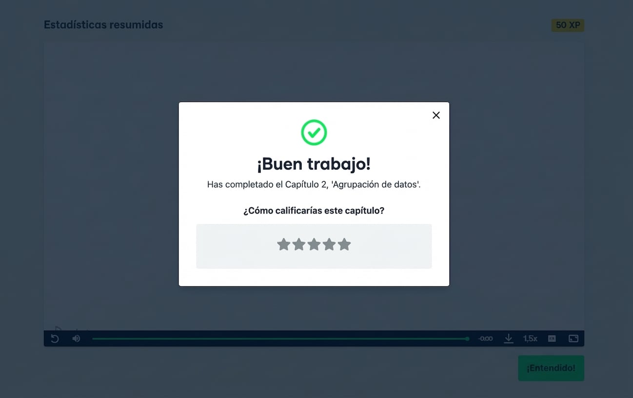 Valoración de capítulo en DataCamp