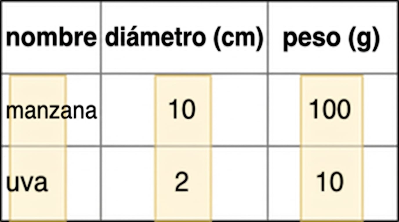 Ejemplo de almacenamiento por columnas