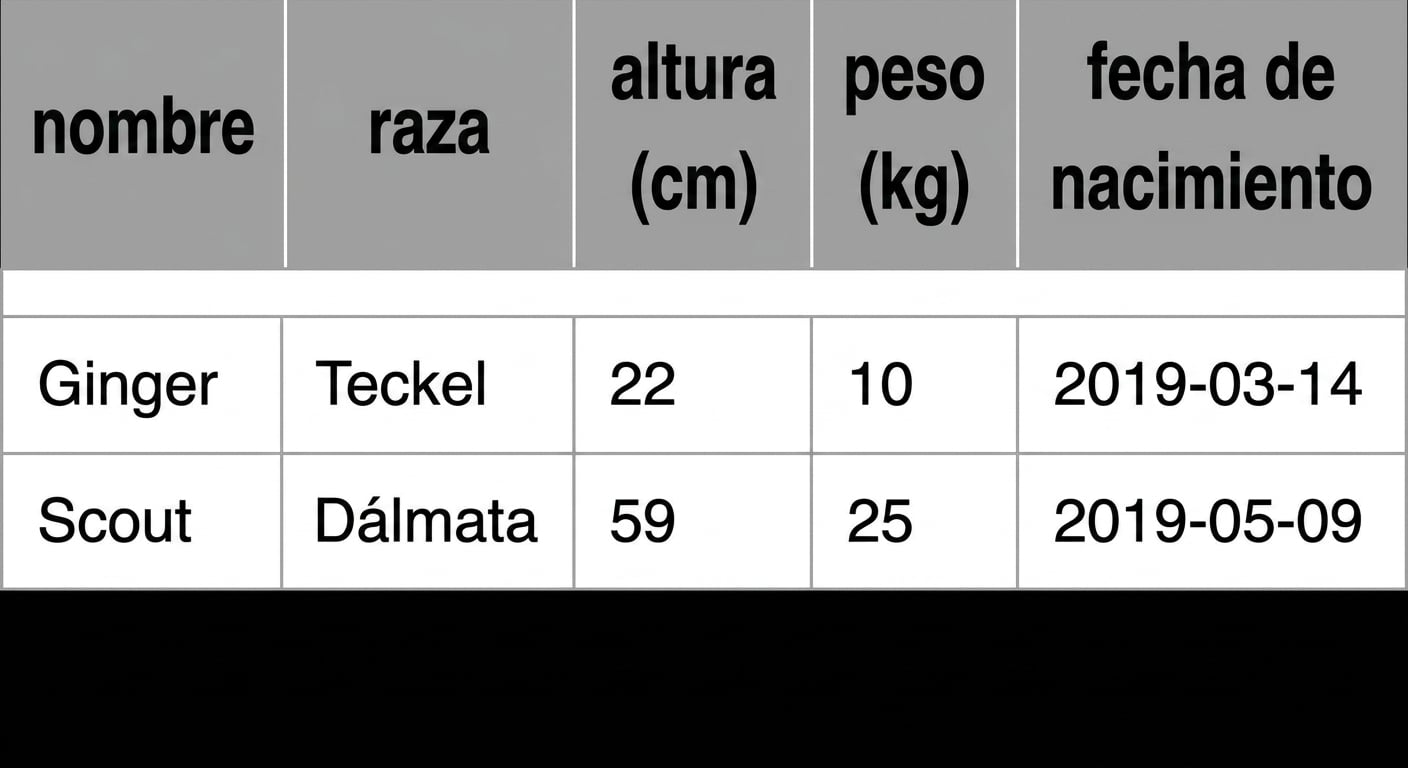 El conjunto de datos que contiene dos perros nuevos