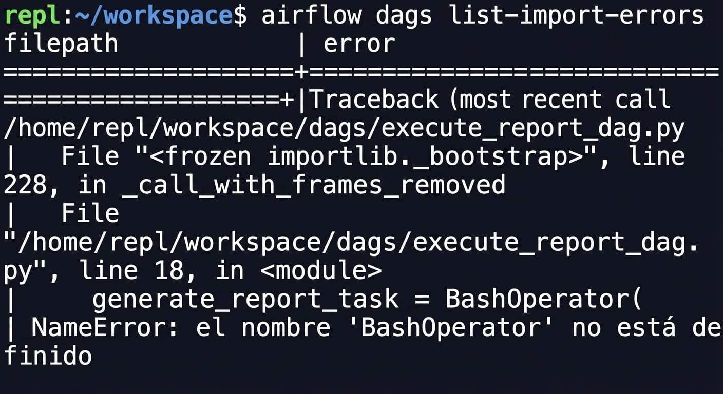 lista de errores de importación de airflow dags con errores