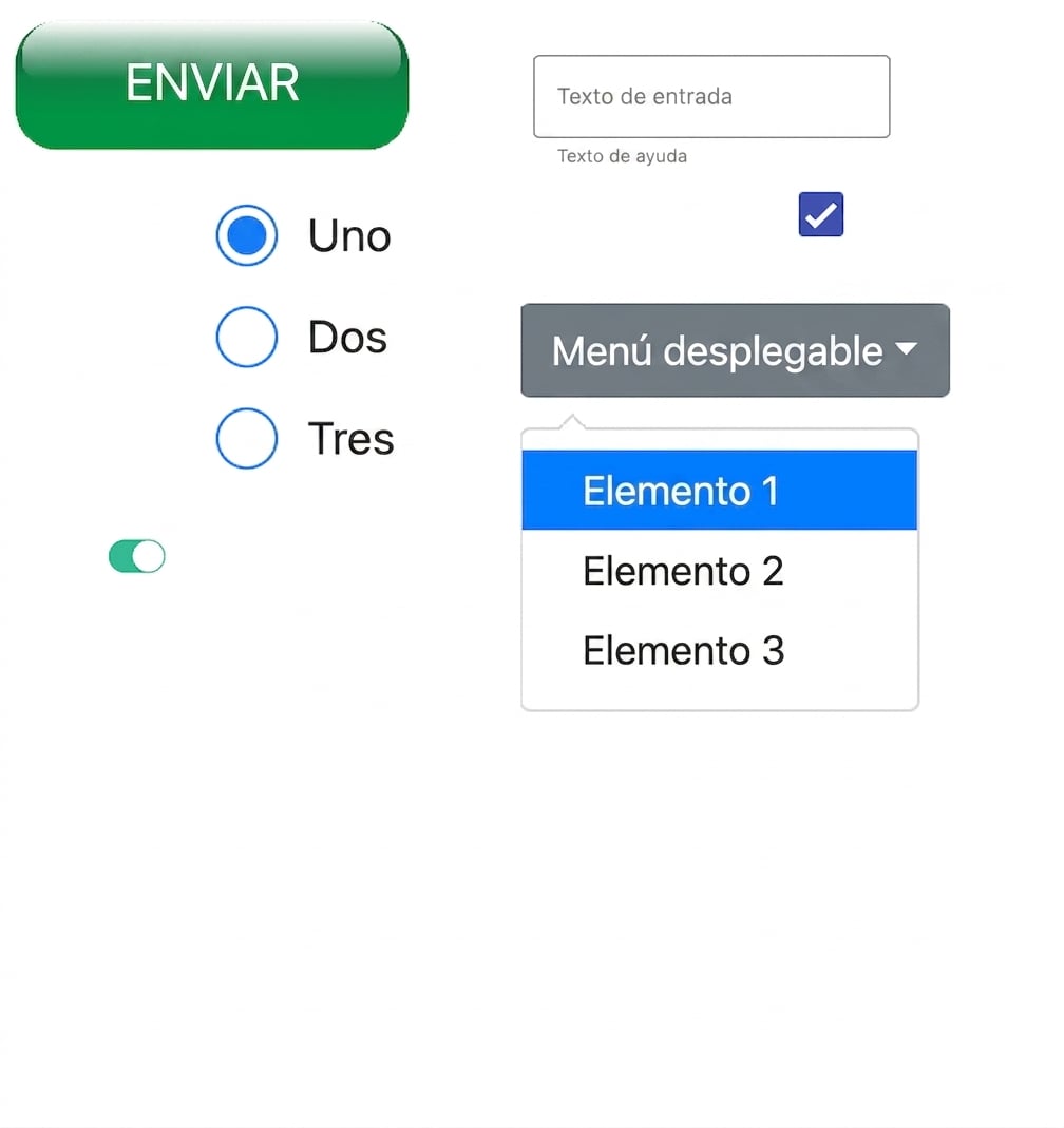 varios elementos de interfaz gráfica