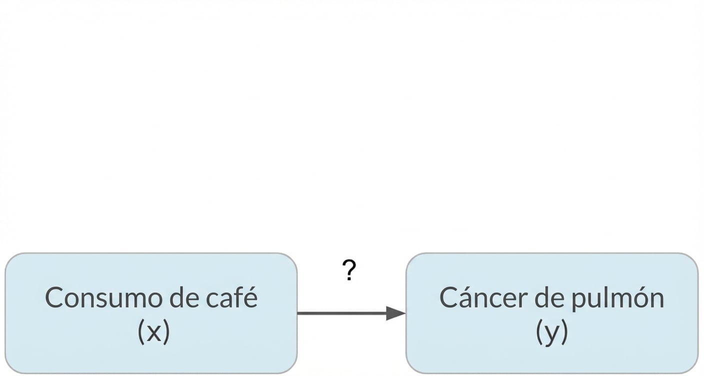 El consumo de café (x) apunta al cáncer de pulmón (y)