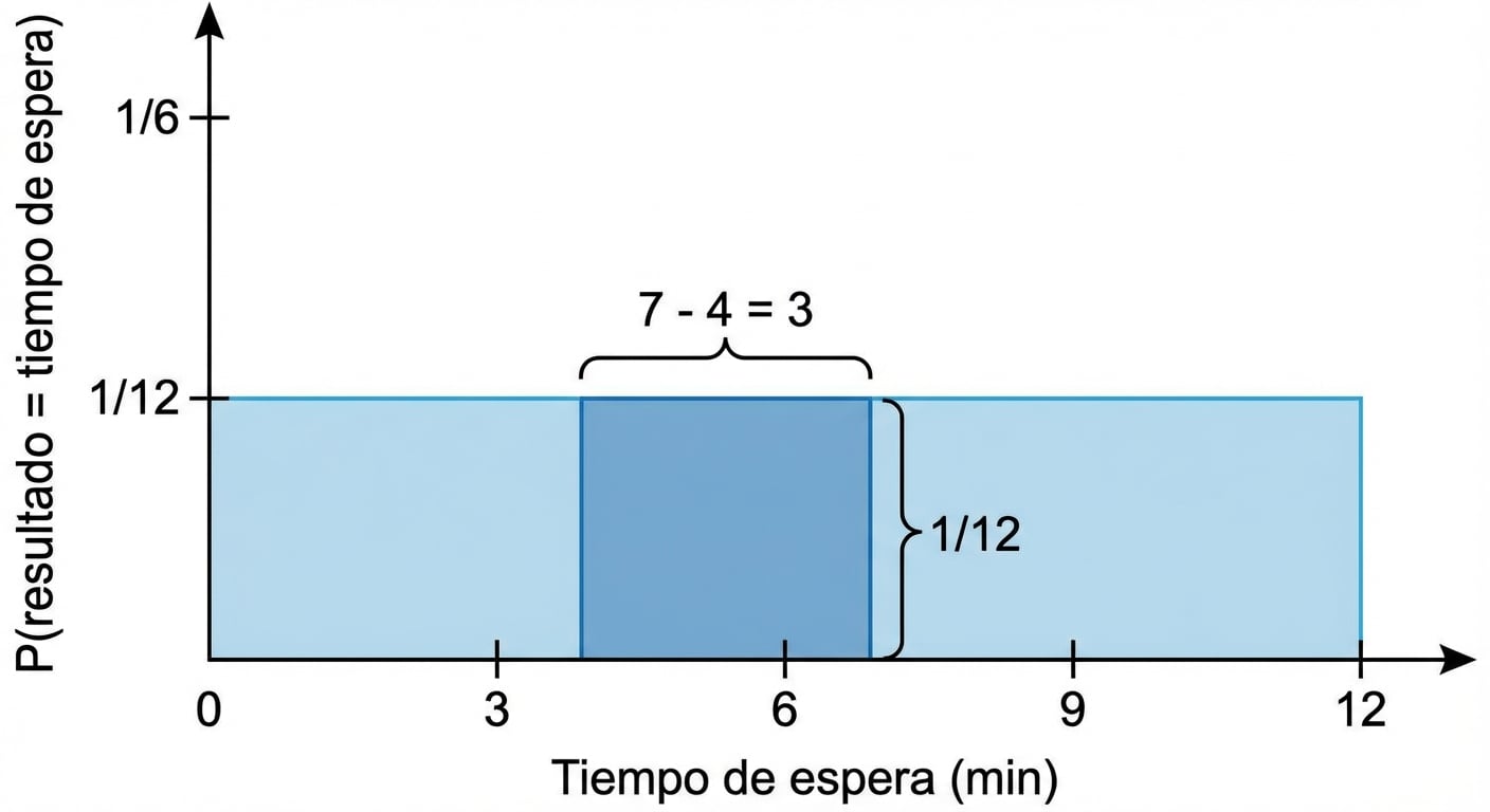 La anchura del área resaltada es 7-4=3, la altura es 1/12