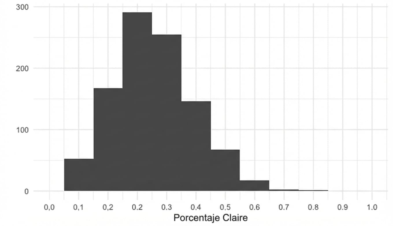 La distribución de las proporciones de la muestra también parece normal