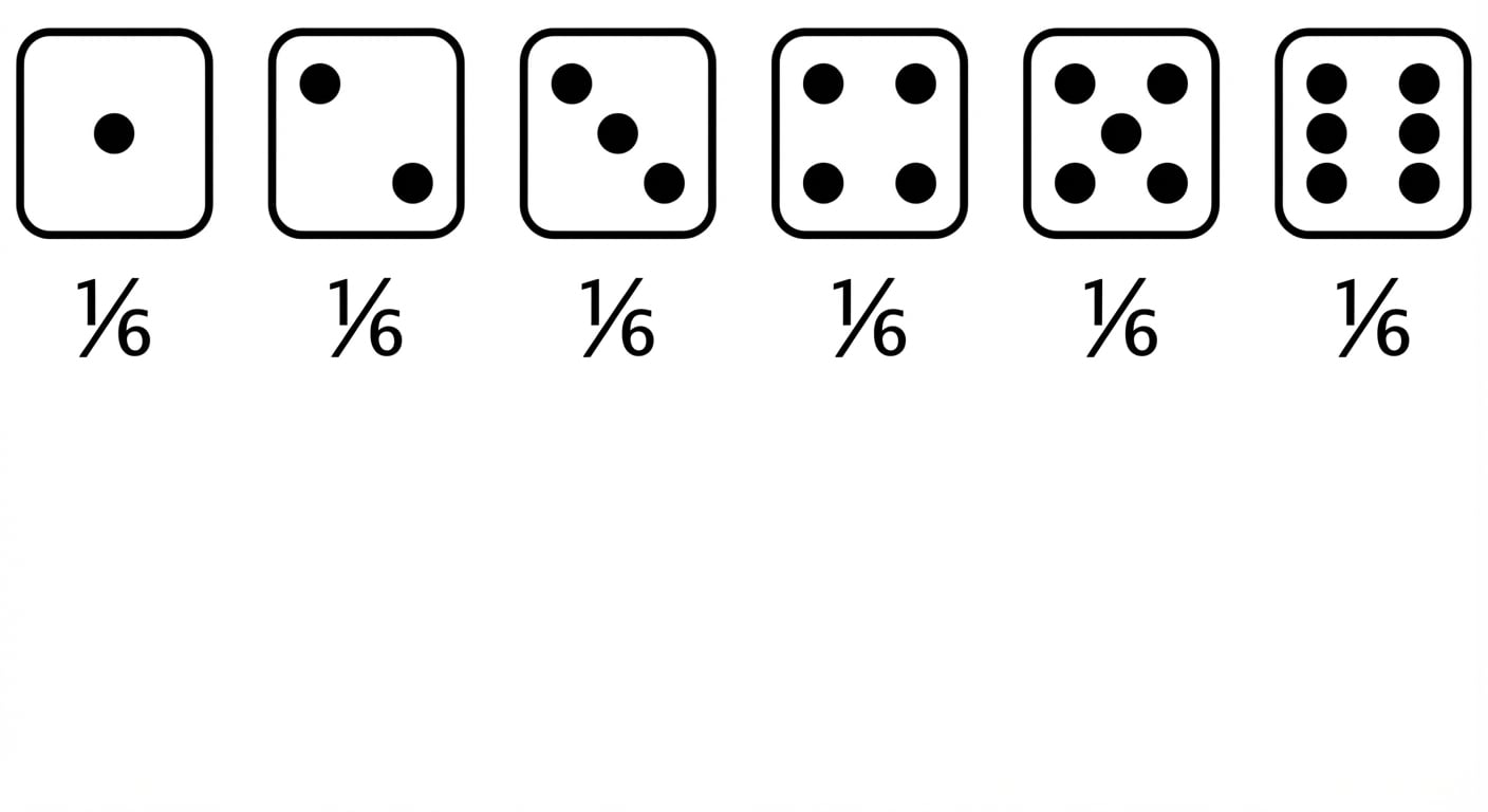 Cada cara de un dado tiene 1/6 de probabilidad