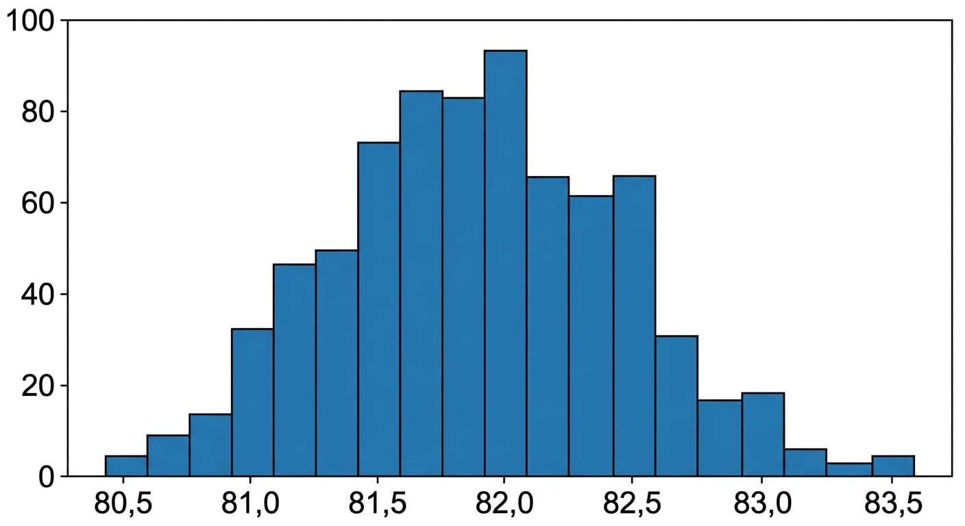 Un histograma de medias muestrales.