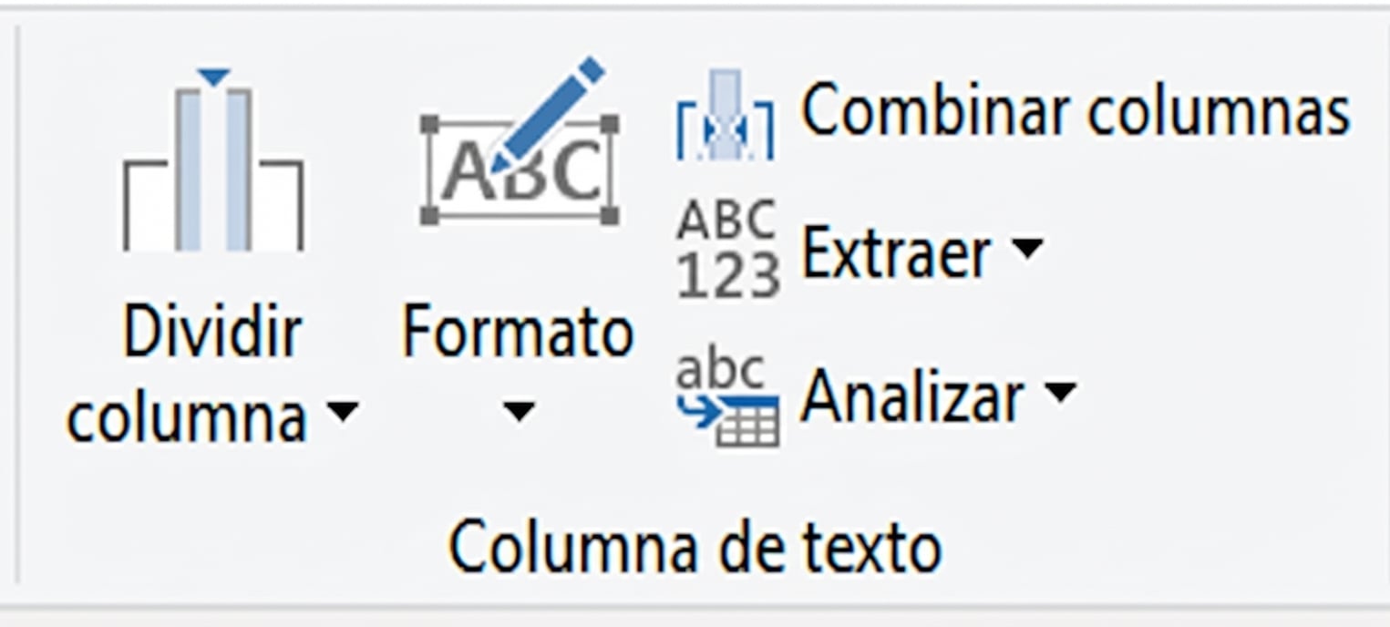 Captura de la interfaz de Power Query con opciones de transformación de texto
