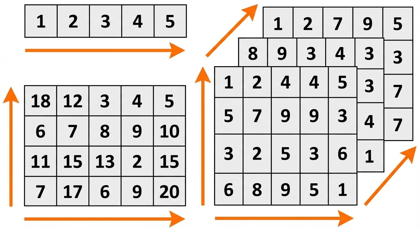 gráficos de arrays 1D, 2D y 3D