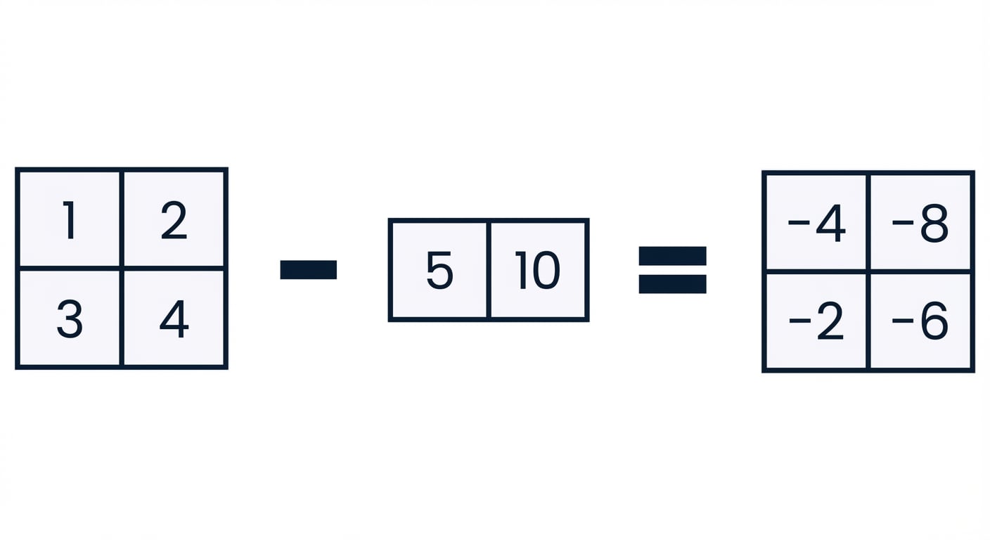 Un array de forma (2, ) restado de un array de forma (2, 2)